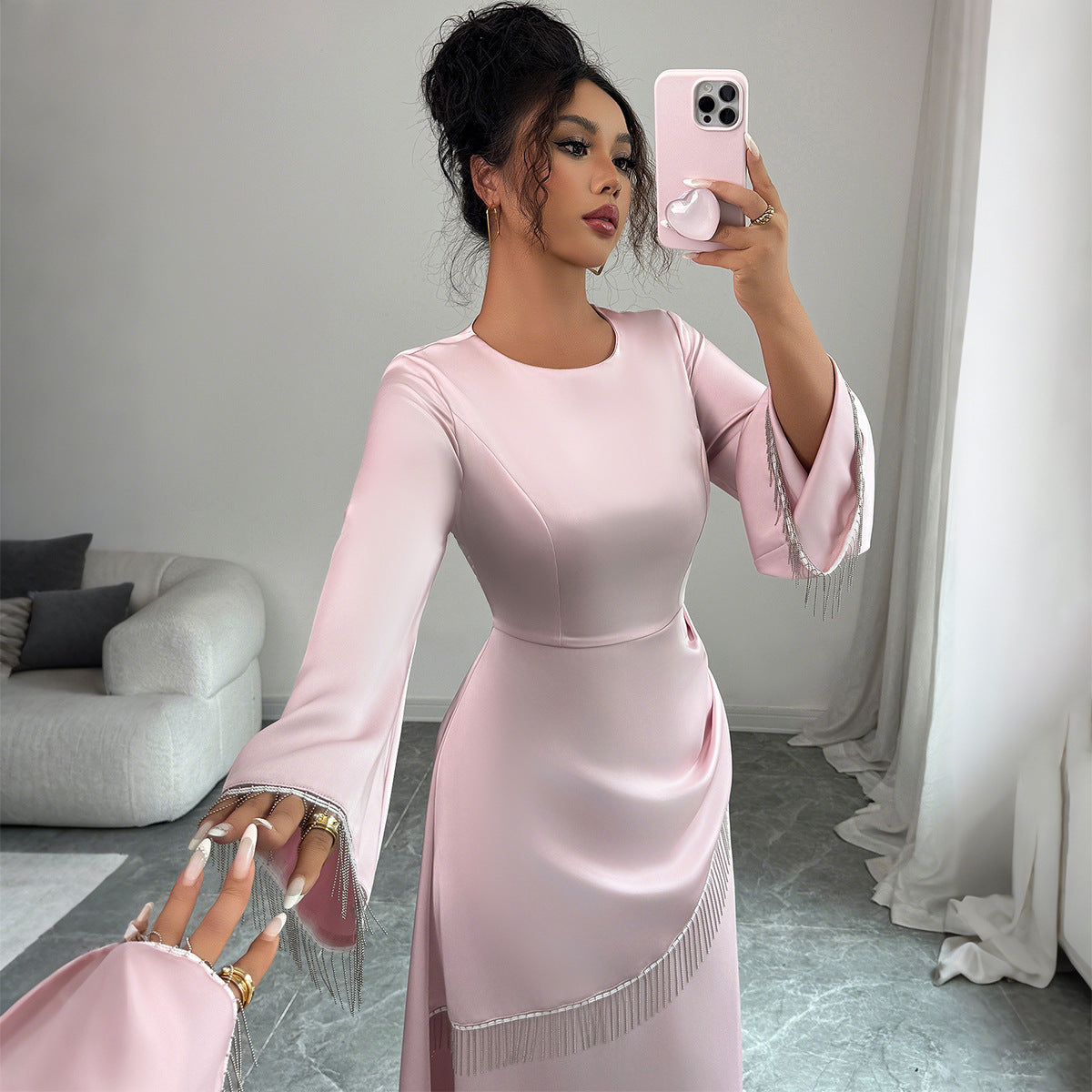 Simple Style Advanced Long Sleeve Dress Women's Clothing