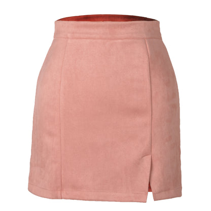 Autumn And Winter Suede A- Line Korean Style High Waist Fashion Sexy Skirt