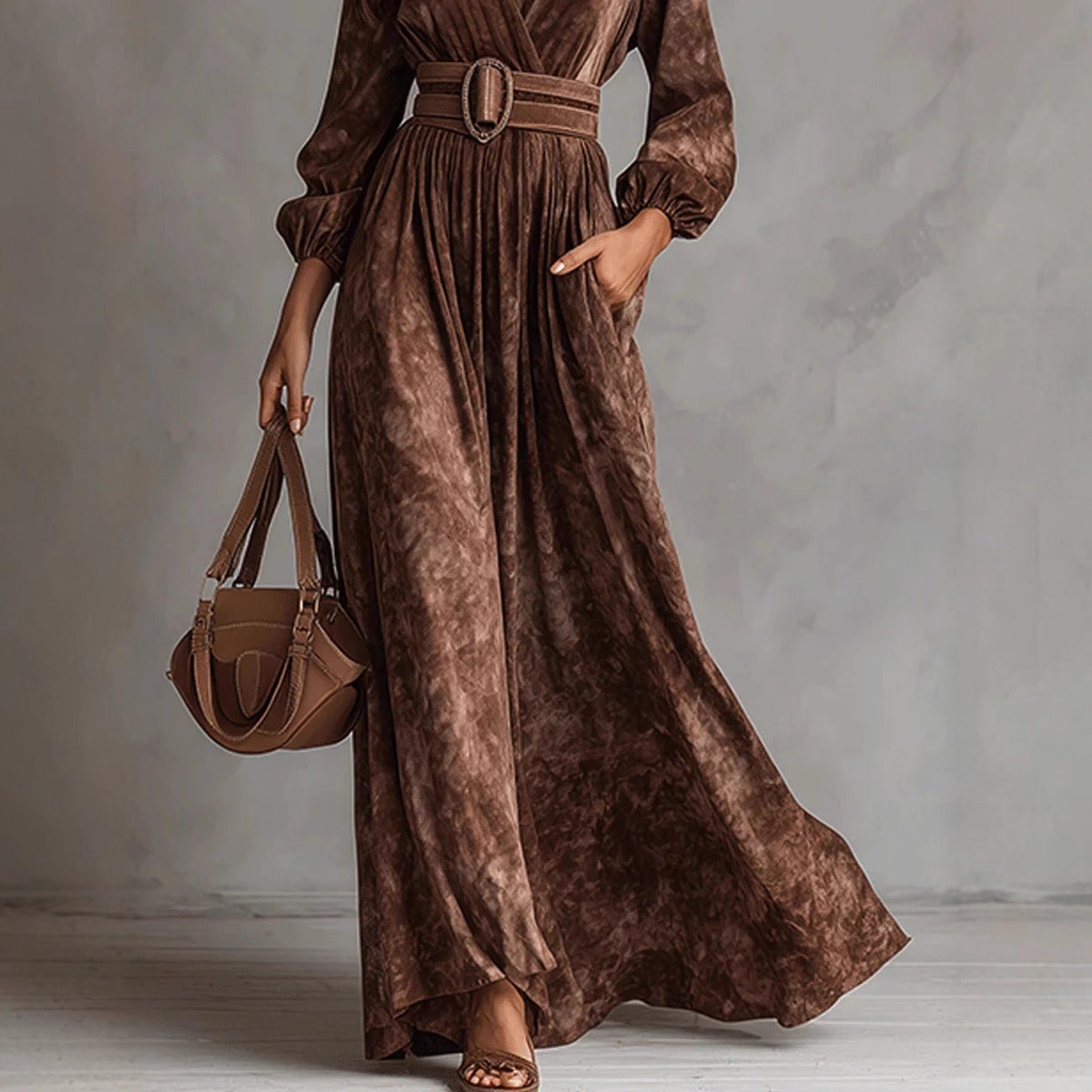 Digital Print Slimming A-line Dress