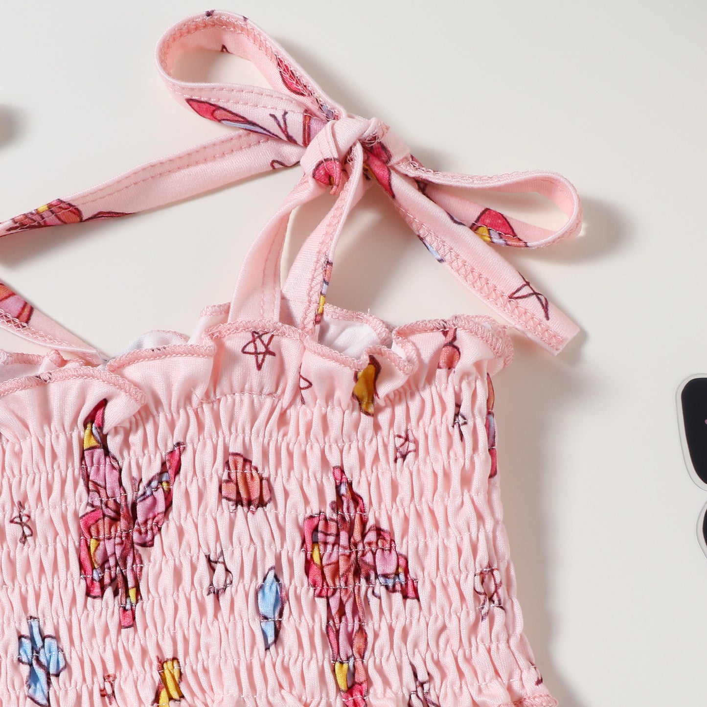 Girls Bandeau Sling Midriff-baring Top Bell-bottom Pants Suit