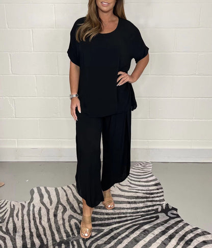 European And American Summer New Product Set Fashion Solid Color Loose Leisure Suit