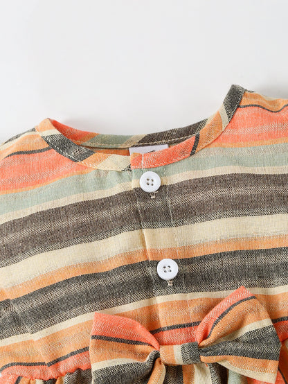 Flounced Sleeve Bow One-piece Romper Crawling Suit Same Style Fashion Hair Band