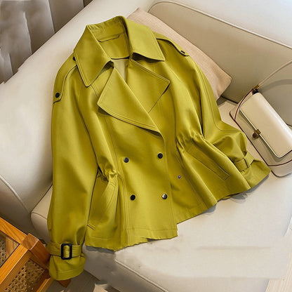 Autumn Fragrance Green Windbreaker Women's Short Waist