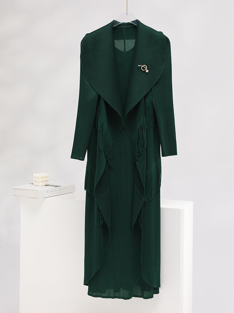 Autumn New Polo Collar Temperament Fake Two-piece Dress