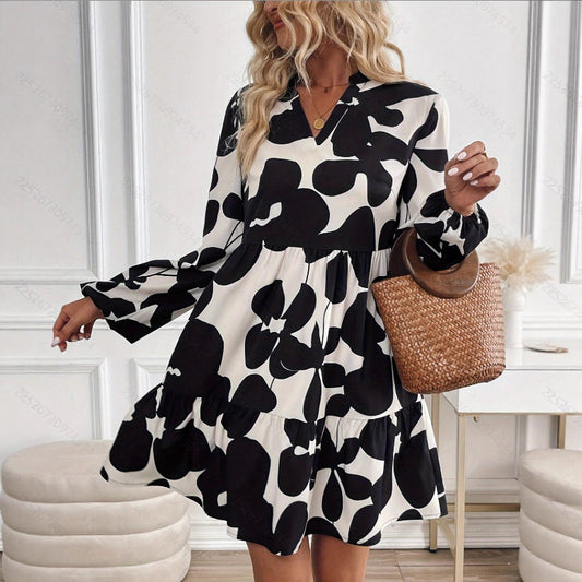 Fashion Retro Long Sleeve Loose Dress