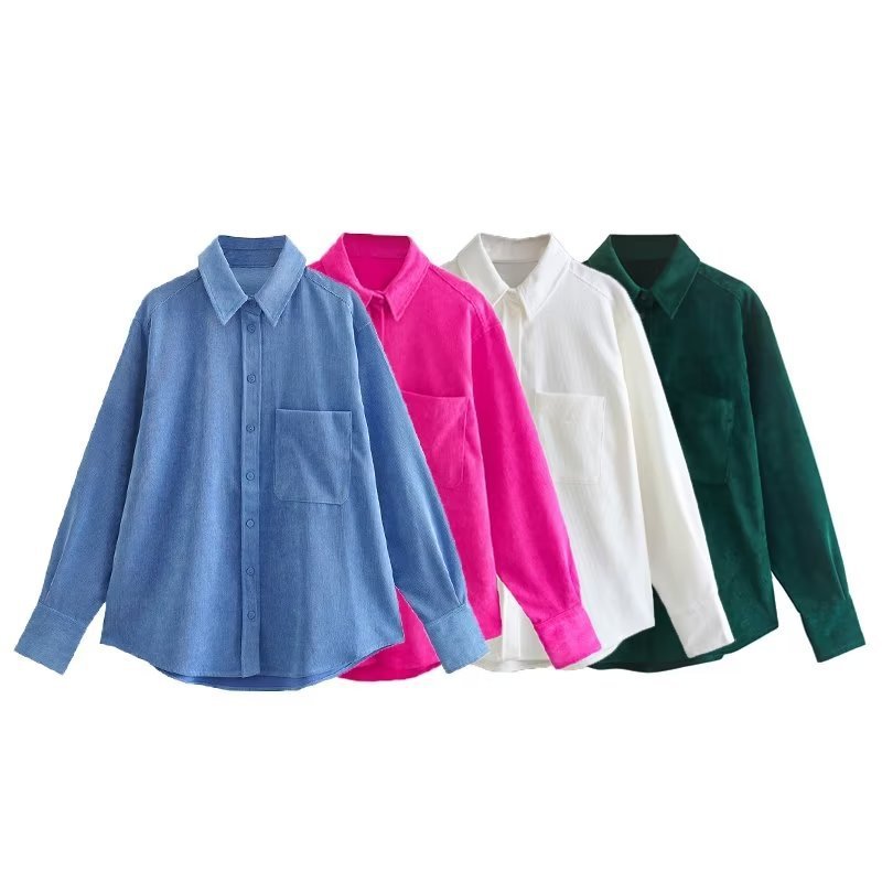 Autumn Women's New Long Sleeve Four-color Corduroy Loose Shirt