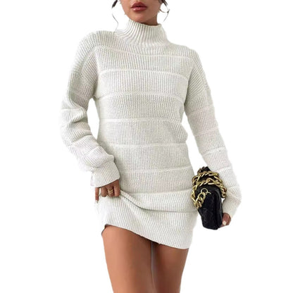 European And American Autumn And Winter Half-high Collar Knitwear Dress