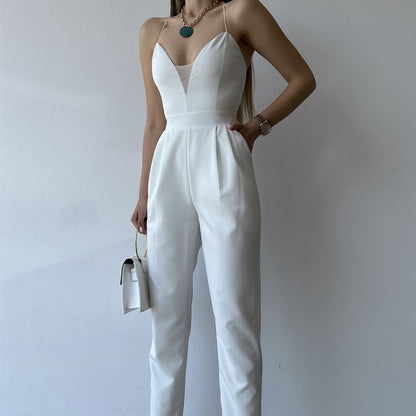 European And American Sexy V-neck Strap Slim Fit Bodysuit