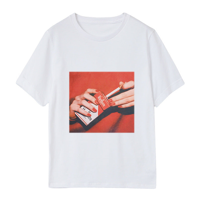 Yoga pants wholesale summer blouse sets of women's new loose cartoon finger print short-sleeved t-shirt a generation