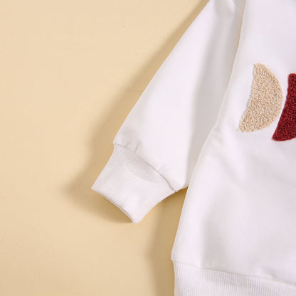 Solid Color Towel Embroidery Casual Long-sleeved Top And Trousers Two-piece Set