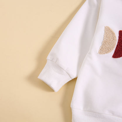 Solid Color Towel Embroidery Casual Long-sleeved Top And Trousers Two-piece Set