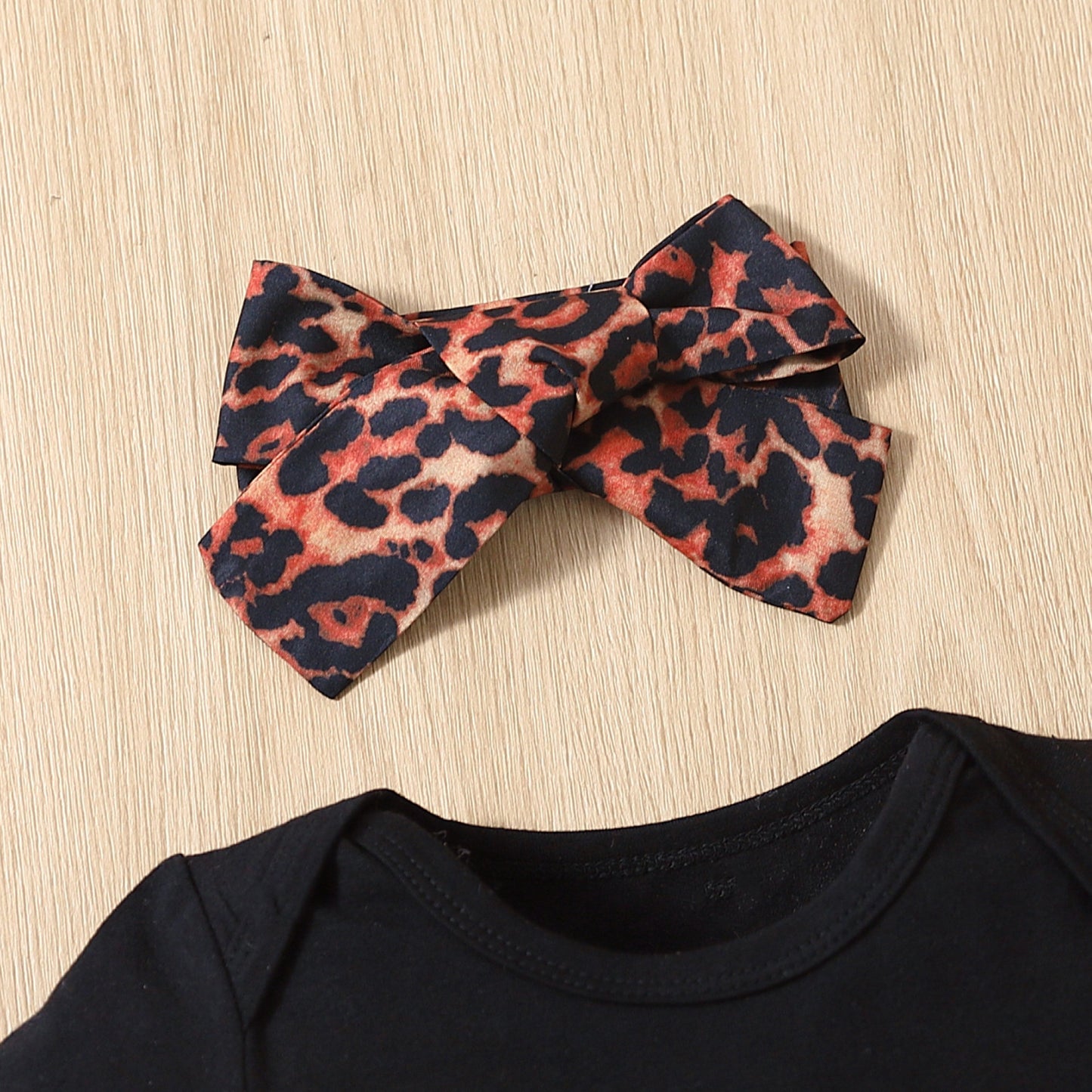 European And American Cotton Leopard Print Letter Mama Short Sleeve Triangle Rompers Cake Pantskirt Headdress