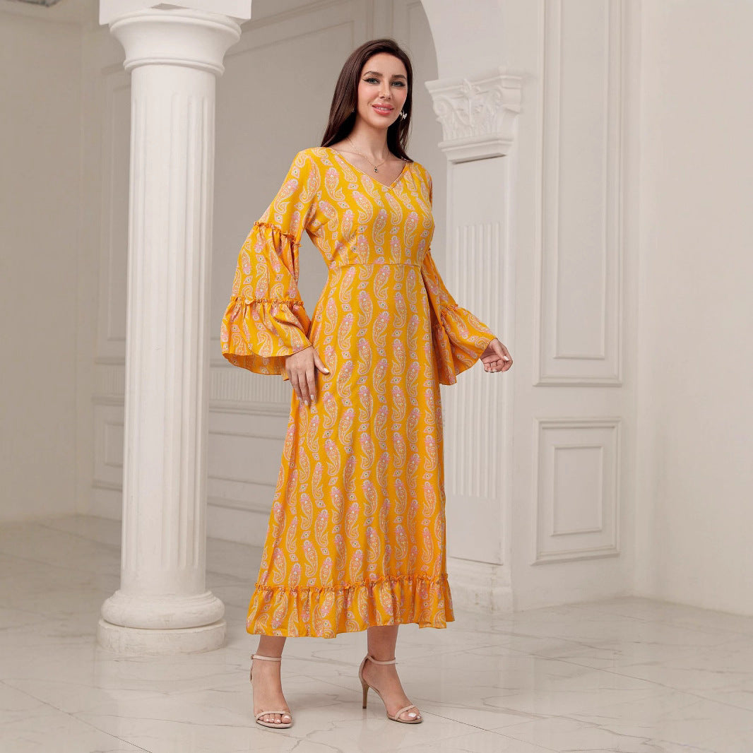 Elegant Digital Printing Plus Size Dress