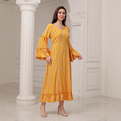 Elegant Digital Printing Plus Size Dress