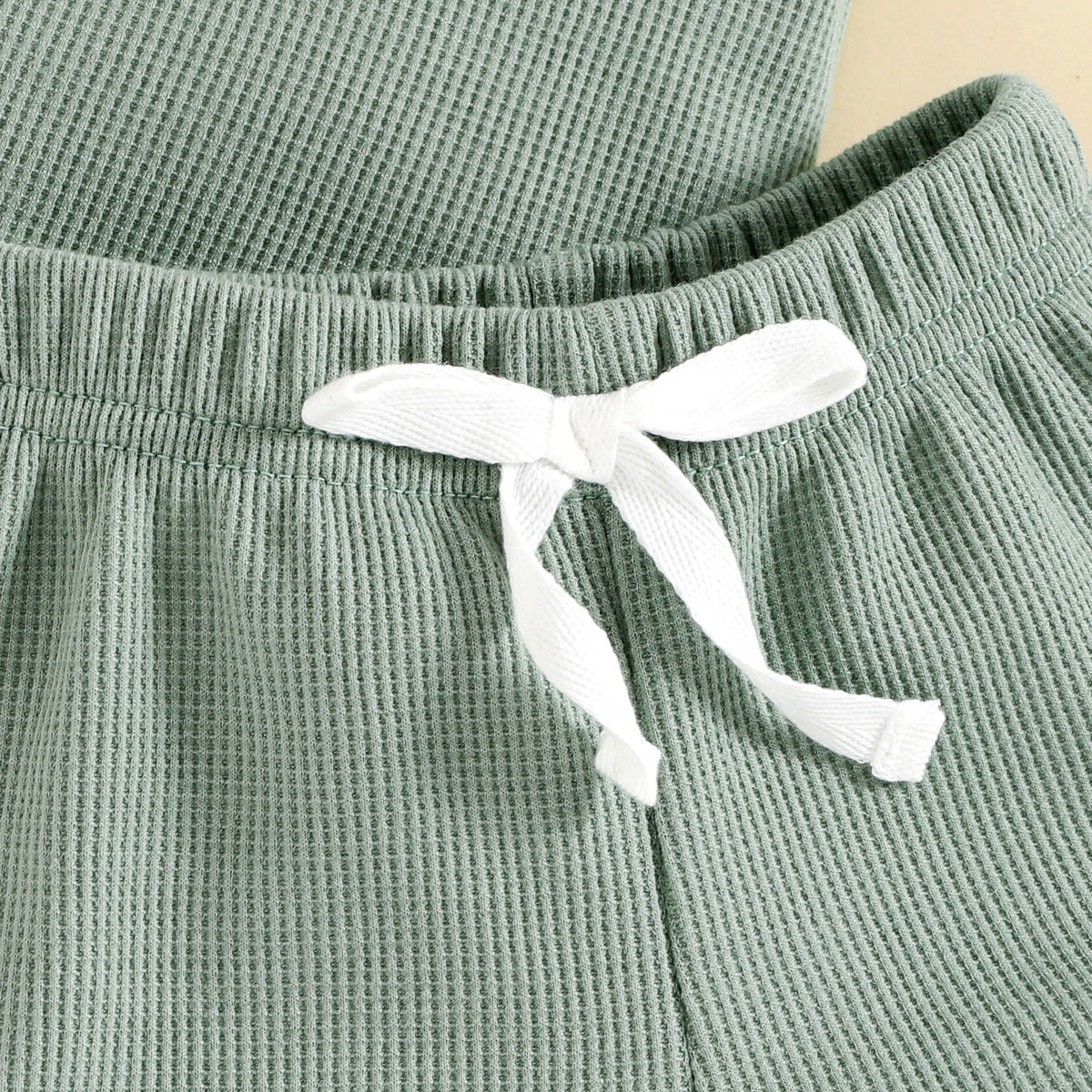 Rainbow Waffle Four-color Side Button Short Sleeve Baby Bodysuit Shorts Suit