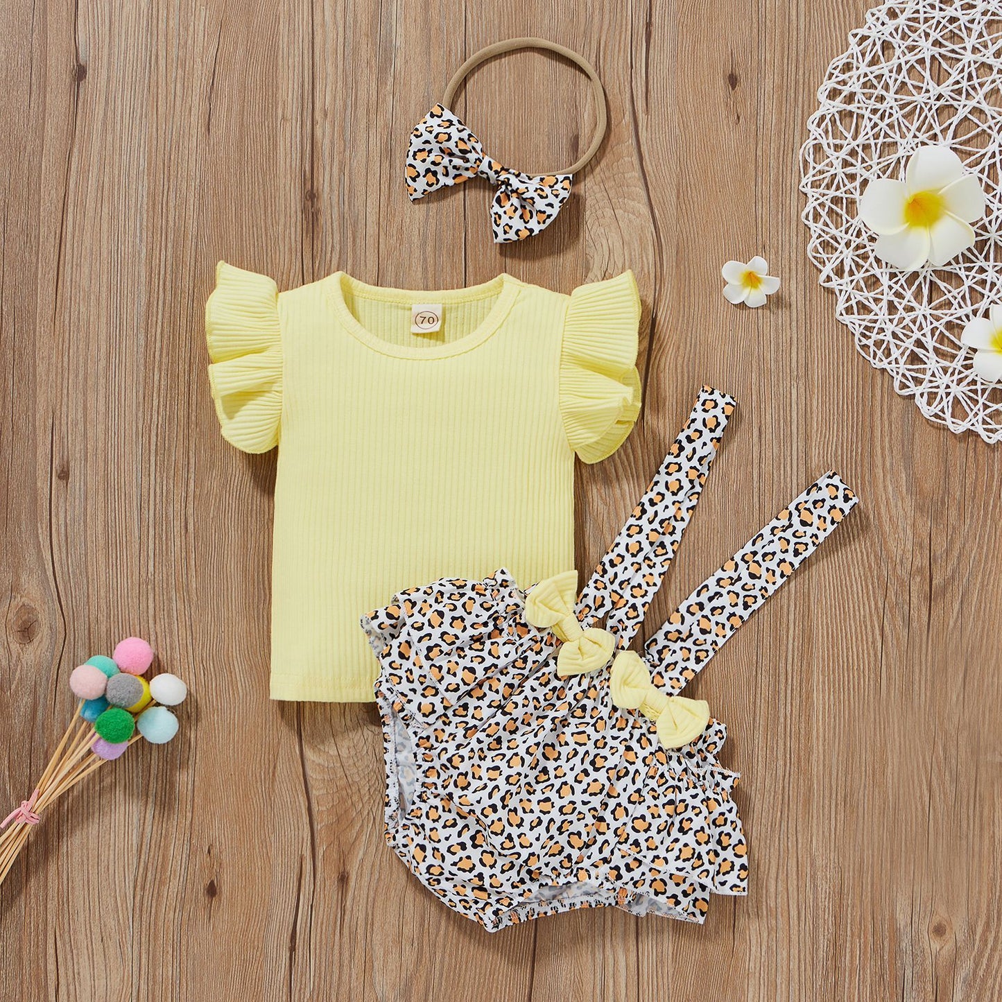 Girls' Fashion Simple Cotton Pit Strip Sling Printed Harness Skirt Set