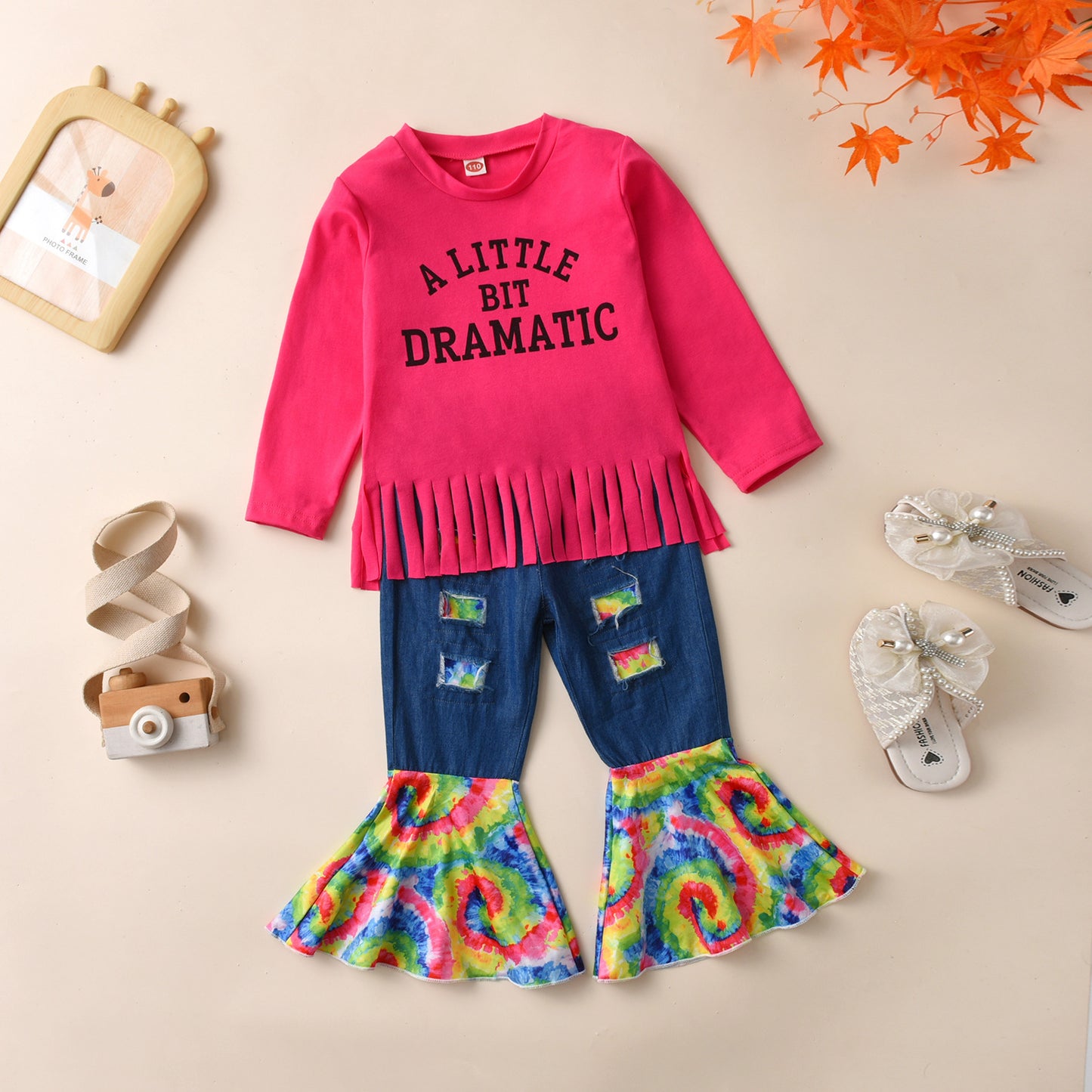 Girls' Sweater Fake Ripped Tie-dyed Denim