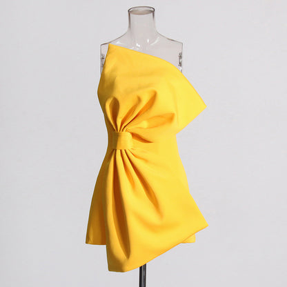 Fashionable Asymmetric Tube Top Dress Women