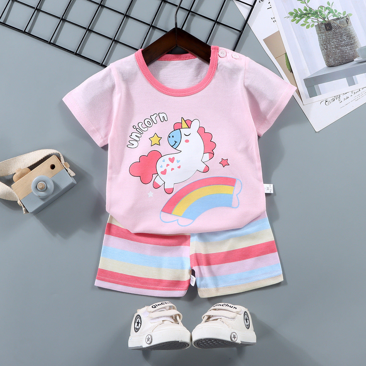 Children's Short-sleeved Suit Pure Cotton
