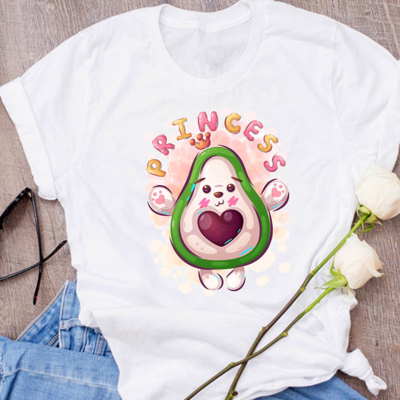Avocado Creative Fashion Printing Men's And Women's Short-sleeved T-shirt Summer Loose
