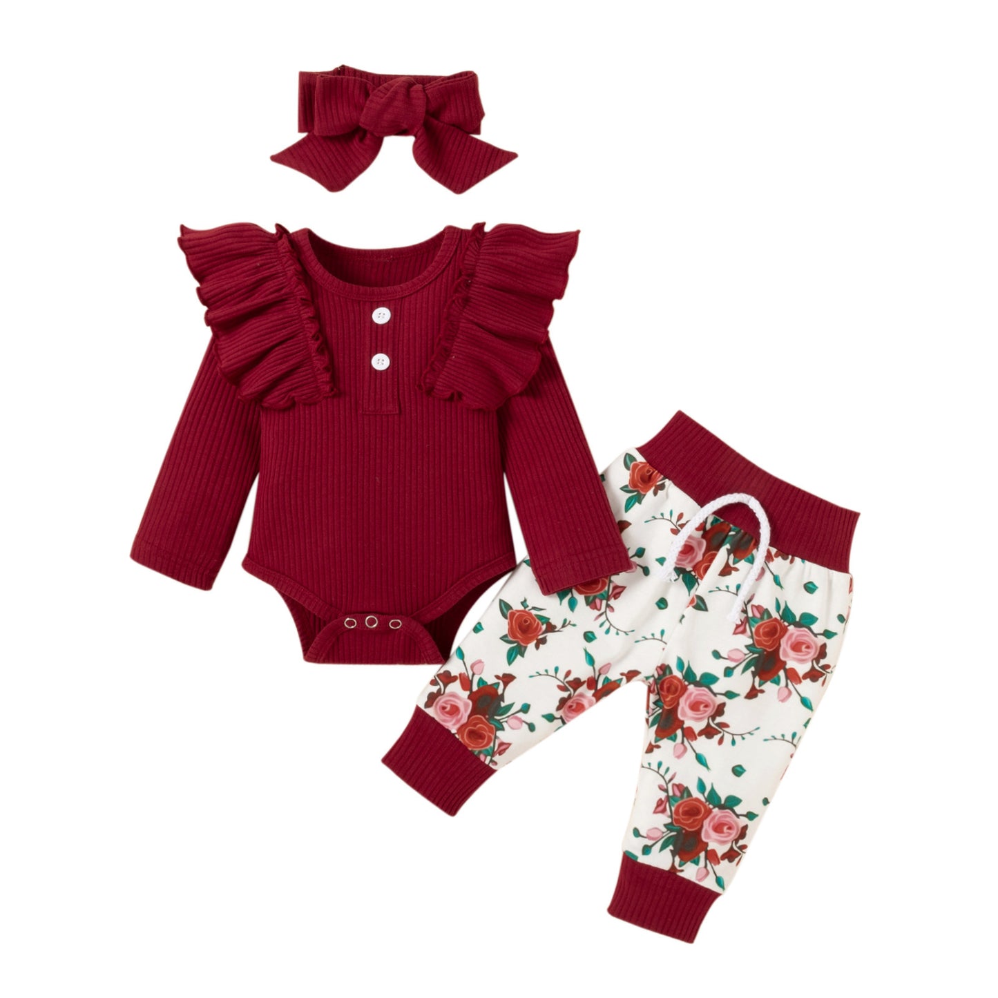 Girls' Fashion Tight Romper With Printed Trousers