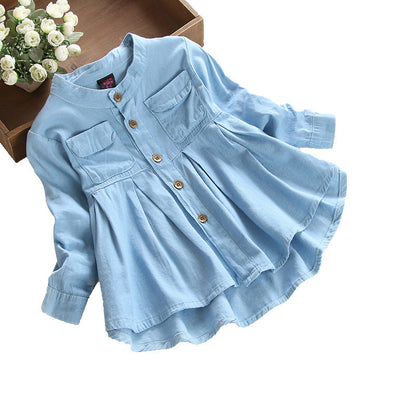 Girls' Long Sleeve Stand Collar Shirt Baby Skirt