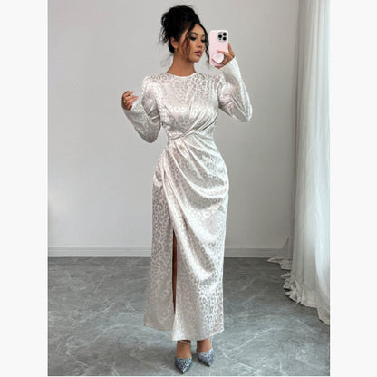 Elegant Style Printed Long-sleeved Dress For Women