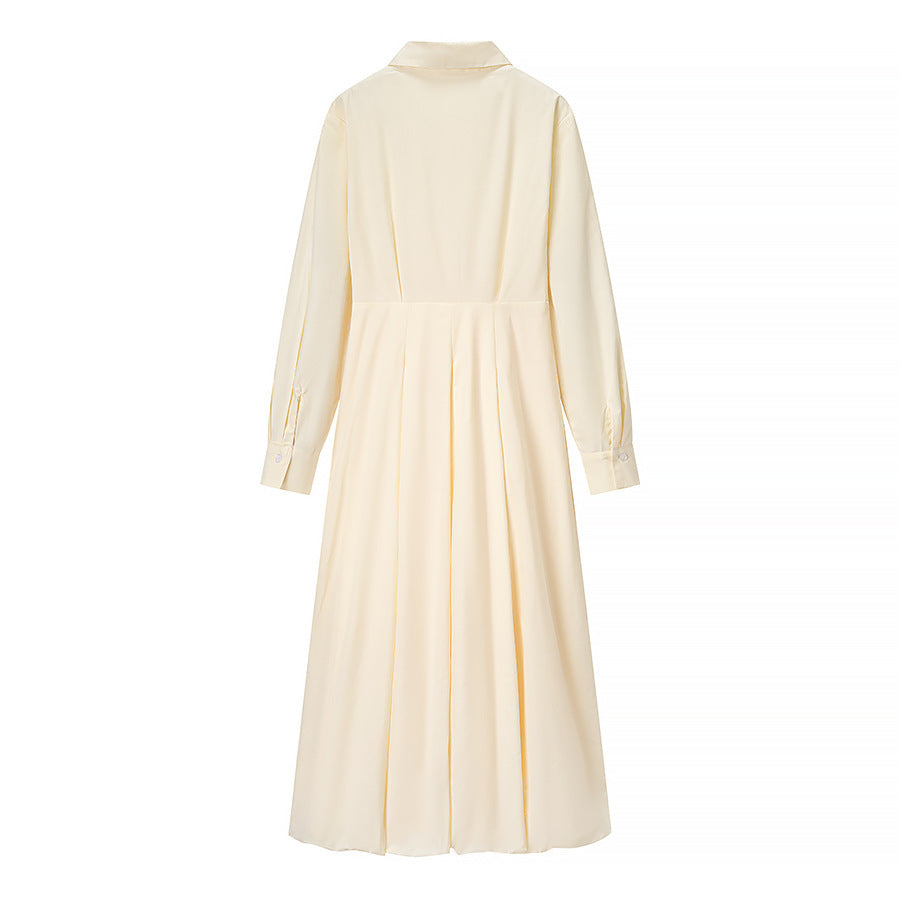 Women's Cotton Solid Color Long Sleeve Dress