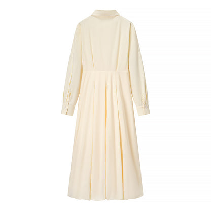 Women's Cotton Solid Color Long Sleeve Dress