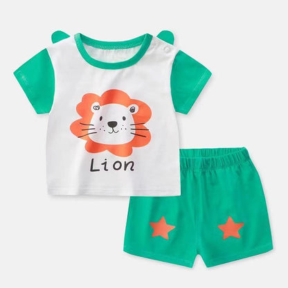 Summer Short-Sleeved Shorts Suit Children's Cotton Half-Sleeved T-Shirt Two-Piece Baby Clothes