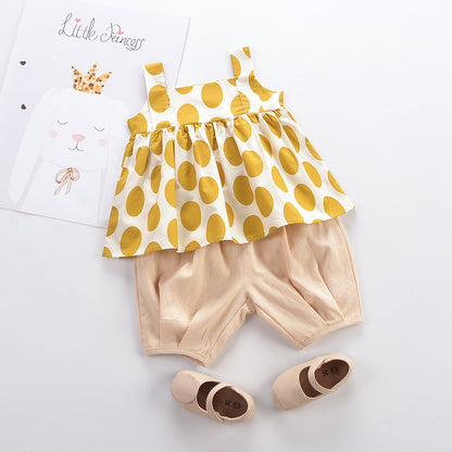 Children's suit polka dot top Korean style pants