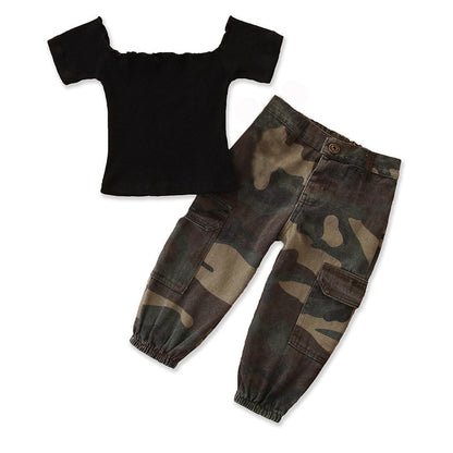 Girls camouflage overalls suit