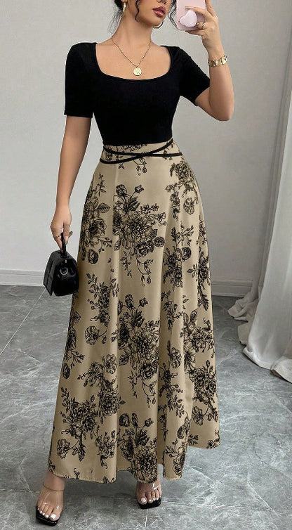 Women's Dress Slimming French Floral Long