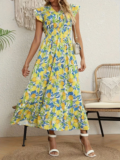 Elegant Style Polyester A-line V-neck A-line Dress