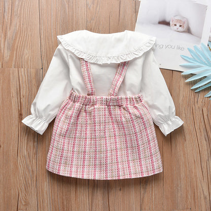 Season Skirt Set Two Pieces Long Sleeve Check Korean Version