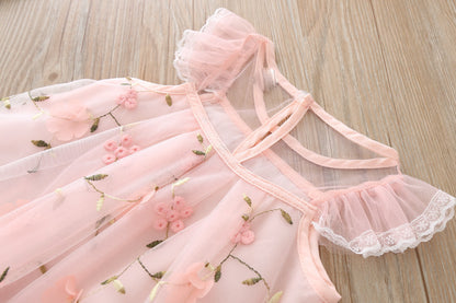 Children's Embroidered Floral Lace Mesh Dress