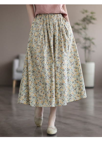 Artistic Floral Washed Cotton Sweet Neighbor's Beautiful Printed Skirt