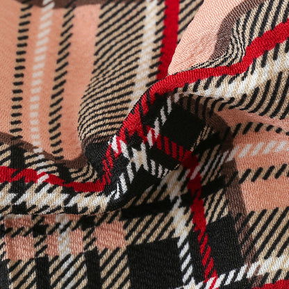 Girls Off Shoulder Top Plaid Trousers Suit