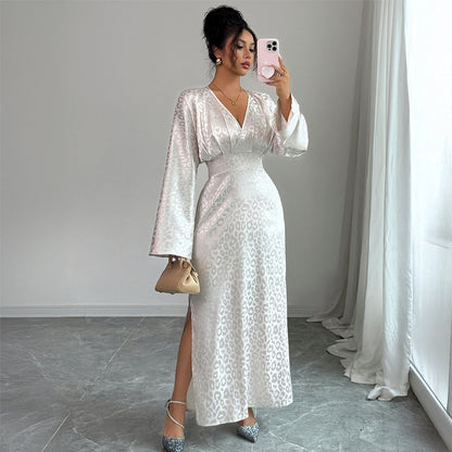 Women's Long-sleeved Deep V Dress Autumn And Winter Elegant