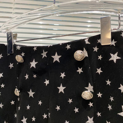 Ladies Spring New Star Suede Pin Jacket Suit