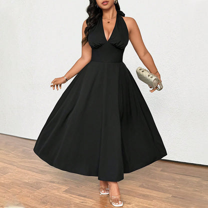 Plus Size Women's Clothing French Socialite Temperament V-neck Dress