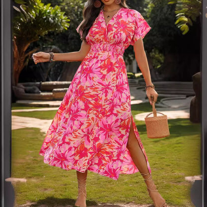 Casual Fashion Short Sleeve V-neck Dress