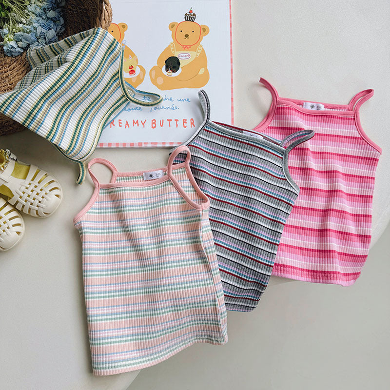 Girls' Cartoon Embroidered Slim Stretch Casual Vest