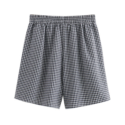 Women's Plaid Knotted Top Casual All-match