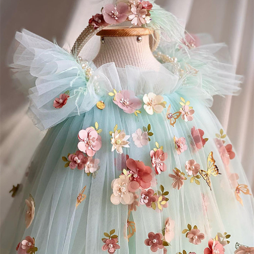 Children's Dress Flower Embroidered Butterfly Lolita Girl Princess Dress