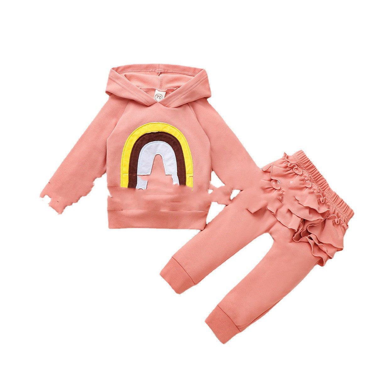 Wool Pull Frame Embroidered Rainbow Two-piece Set