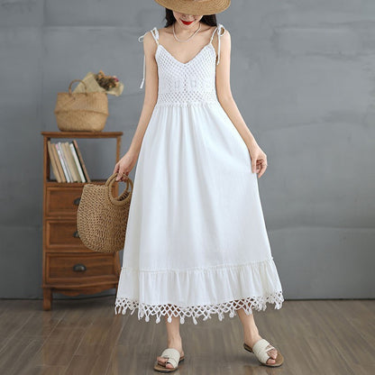 Hollow Sleeveless Sling Seaside Holiday Dress