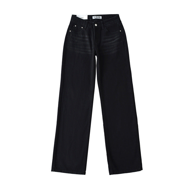 American Low Waist Straight Loose Denim Mop Trousers