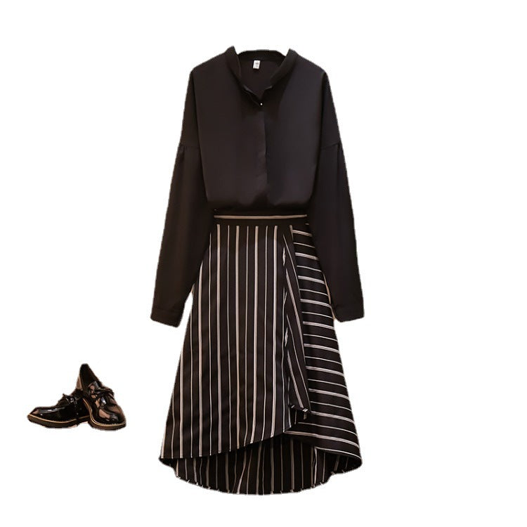 Ladies Casual Suit Long Sleeve Shirt Skirt