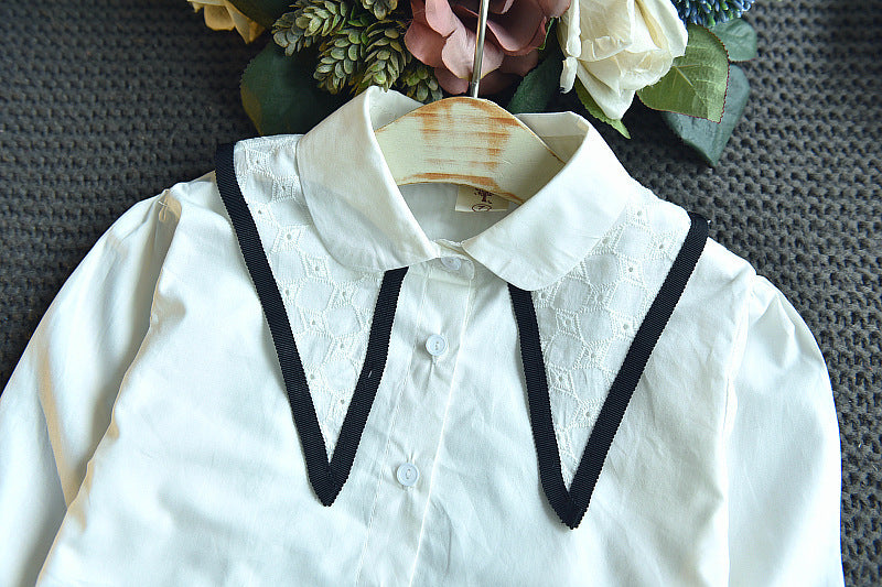 Girls' College Style Long-sleeved Shirt Pleated Skirt Two-piece